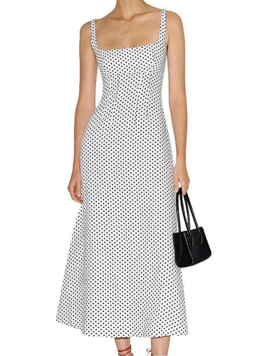 Reformation Dresses & Skirts - Reformation Sabine Linen White and Black Polka Dot Midi Dress